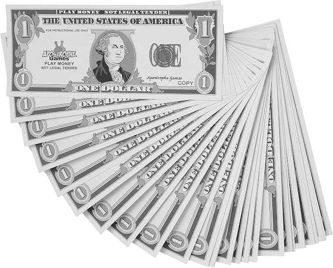 Play Money - 200Pcs $1 Bills Pretend Money for Kids, Banking Toy by ApostropheGames