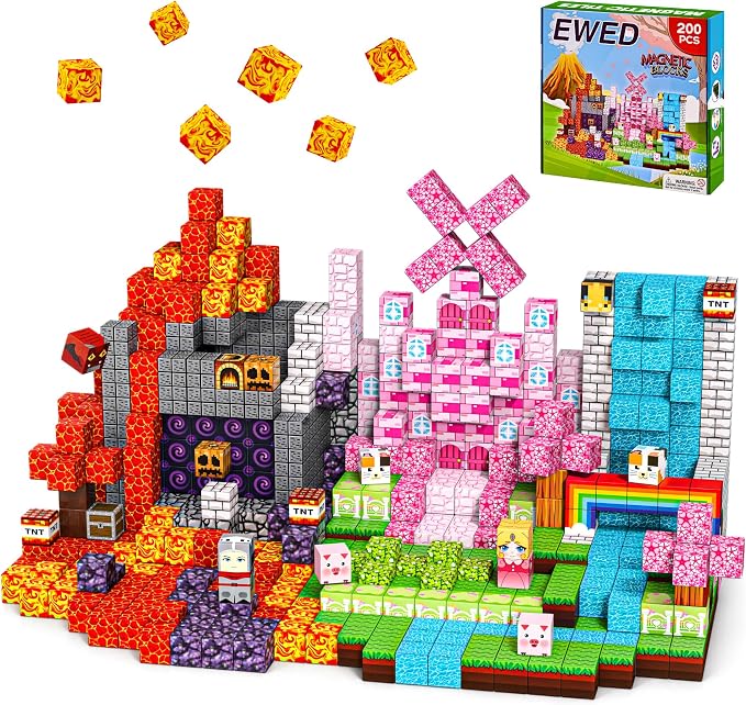 200PCS Magnetic Blocks, Magnetic Building Blocks Cubes Tiles for Kid by Unknown