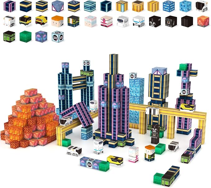Magnetic Building Blocks for Kids Ages 3 4 5 6 7 8 9 10, 90 PCS Pixel Style Magnet Cubes, STEM Building Toy with Strong Magnetic, Creative Gift for Boys and Girls(0.8 Inch) by Unknown
