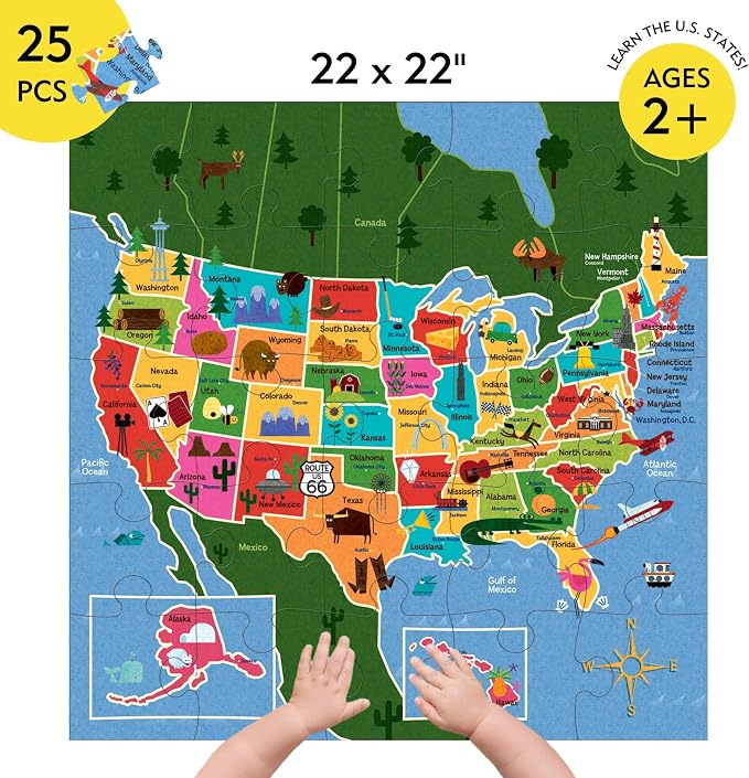 Mudpuppy Map Of USA - Jumbo 25 Piece Jigsaw Floor Puzzle Featuring States, Capitals, and More! - Image 3
