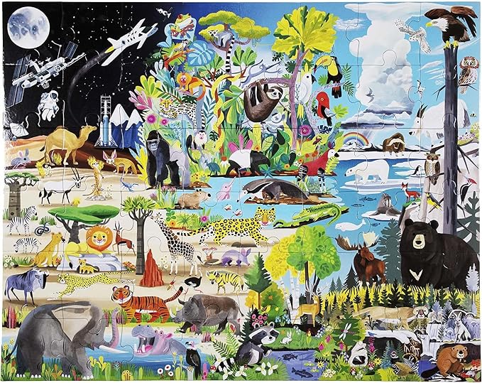 eeBoo Within The Biomes 48 Giant Piece Children's Puzzle, 30" x 24" - Image 2