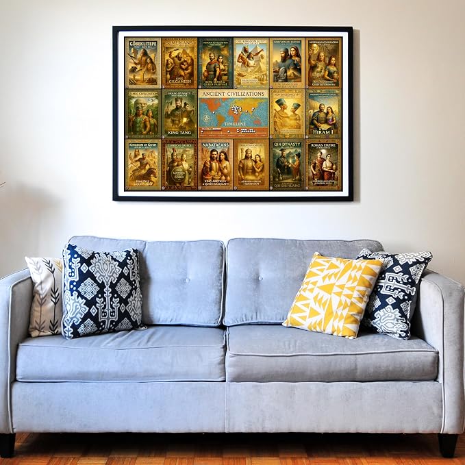 Think2Master Ancient Civilizations World History Jigsaw Puzzle 1000 Pieces Large Format for 13+, Teens, Adults & Families. Great Gift. Historical Timeline & World Map. Size: 26.8” X 18.9” - Image 4