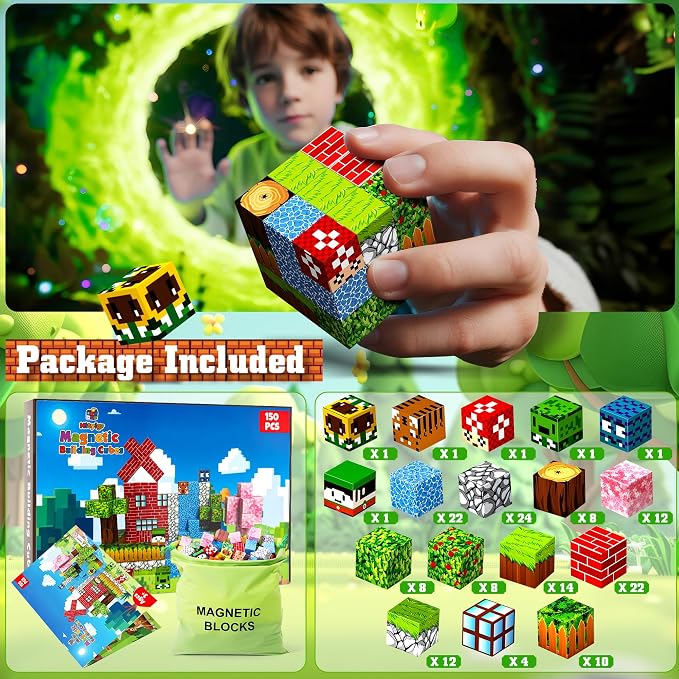 Magnetic Blocks Toys for Kids Age 3+, Forest World, 150PCS - Image 2