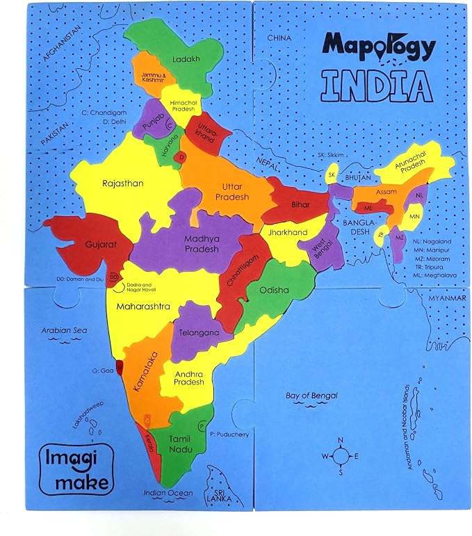 Imagimake Mapology - India Map Puzzle, Learn States & UT for Kids Ages 4+ - Image 4