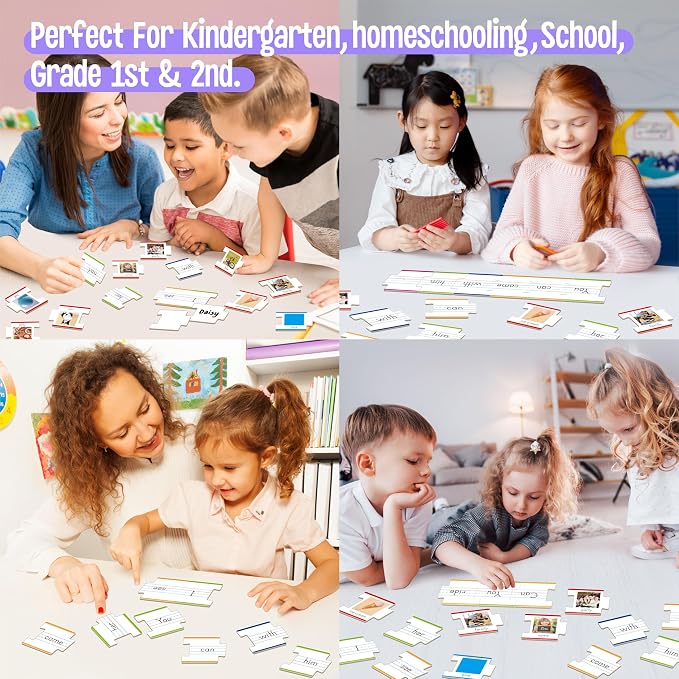 110PCS Sentence Building, Double-Sided Puzzles 180 Sight Words & 20 Blanks for Kids Learning Sentences, Early Reading, Writing & Language Practice-Educational Toy for Kindergarten, Grade 1st, 2nd - Image 5