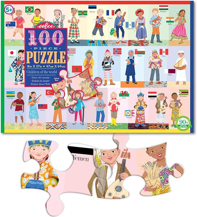eeBoo: Children of The World 100 Piece Puzzle, Allows Children to Learn About Different Countries, Encourages Problem Solving, Pieces That Fit and Snap Together with Ease, for Ages 5 and up - Image 3