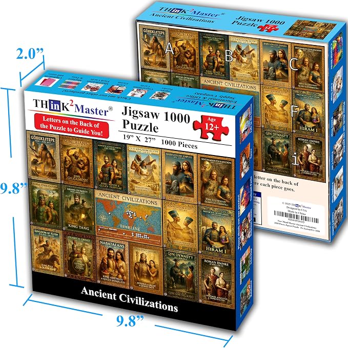 Think2Master Ancient Civilizations World History Jigsaw Puzzle 1000 Pieces Large Format for 13+, Teens, Adults & Families. Great Gift. Historical Timeline & World Map. Size: 26.8” X 18.9” - Image 5