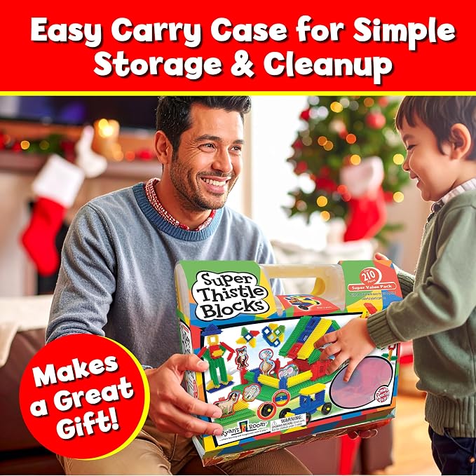 Ryan's Room Thistle Blocks – STEM Toys Building Blocks – Innovative Building Toys for Toddlers 3-5 – 210 Pieces Colorful, Chunky Interlocking Construction Set - Image 7