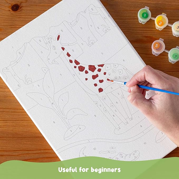 BONNYCO Paint by Numbers Kit for Kids Animals Pack 3 Canvas. Paint by Number, Canvas Framed Pre Drawn. Jungle Gifts for Boys, Arts and Kids Crafts 4-6 8-12. Pintar por Numeros Niños, Animal Crafts