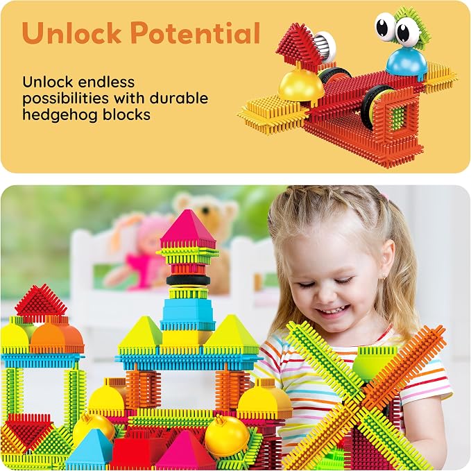 PicassoTiles Toys 112 Piece Hedgehog Blocks STEM Building Tiles Set Construction Learning Toy Stacking Interlock Block, Creativity Beyond Imagination, Inspirational, Recreational, Educational PTB112 - Image 7