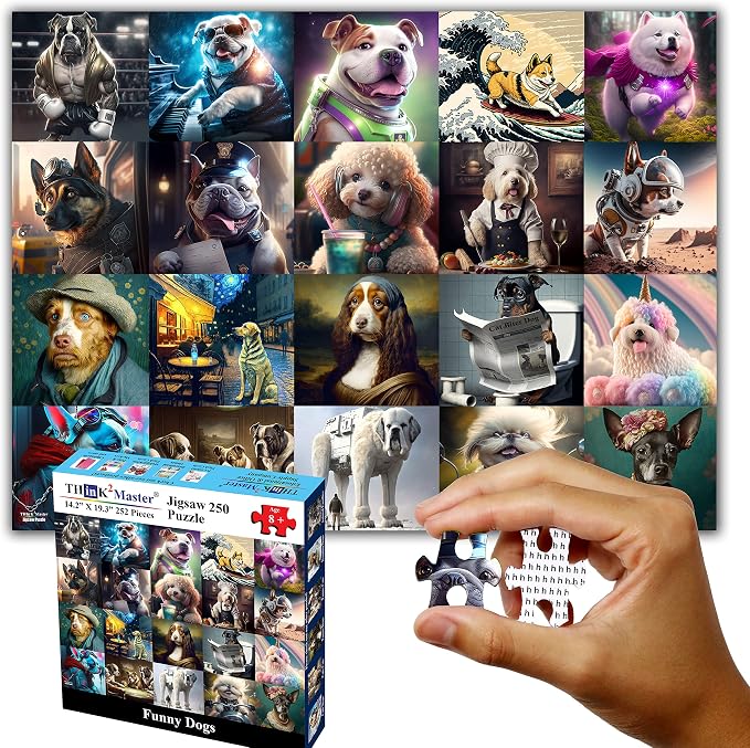 Think2Master Funny Dogs 250 Pieces Jigsaw Puzzle Featuring heartwarming Puppies and Dogs. Puzzle for Adults, Teens & Families. Great Gift. Size: 14.2” X 19.3” - Image 7