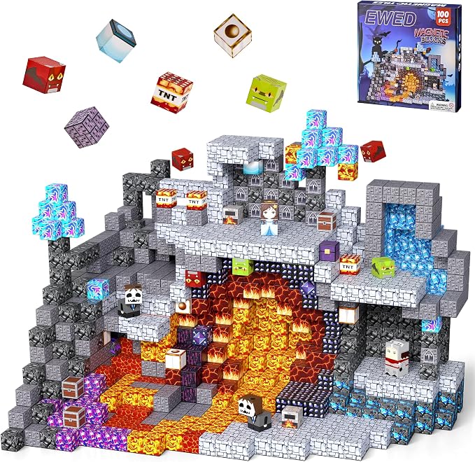 100PCS Magnetic Blocks, Magnetic Building Blocks Cubes Tiles for Kid by Unknown