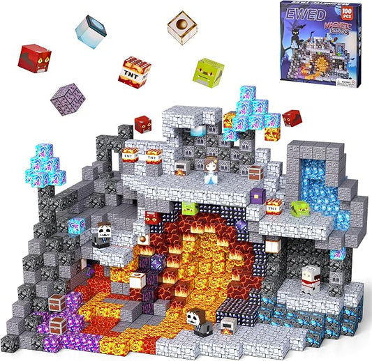 100PCS Magnetic Blocks, Magnetic Building Blocks Cubes Tiles for Kid by Unknown