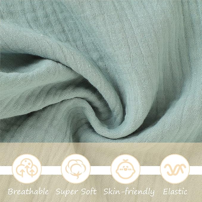 Organic Elephant Lovey for Babies - Muslin Security Blanket, Soft Snuggle Animal for Newborn - Gift for Boys and Girls (Green)