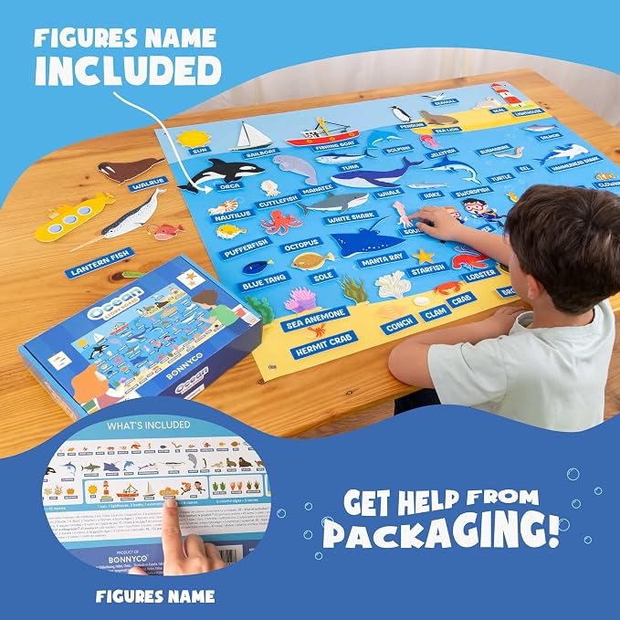 BONNYCO Felt Board for Toddlers with 107 Sea Animals Figures. Montessori and Sensory Toys, Birthday Gifts for Kids 3-8 Years Old. Educational Games, Learning Activities, Christmas - Image 4