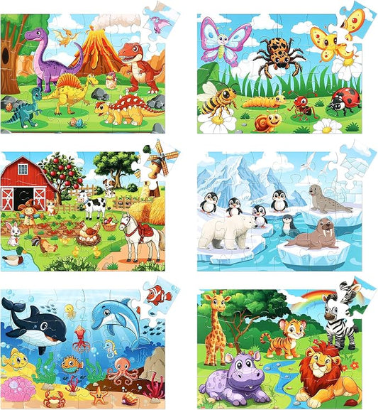 LELEMON Puzzles for Kids Age for 3-5,24 Large Piece Animal Puzzles for Toddler Kids,Children Learning Educational Puzzles Toys for Boys and Girls(6 Packs) by LELEMON