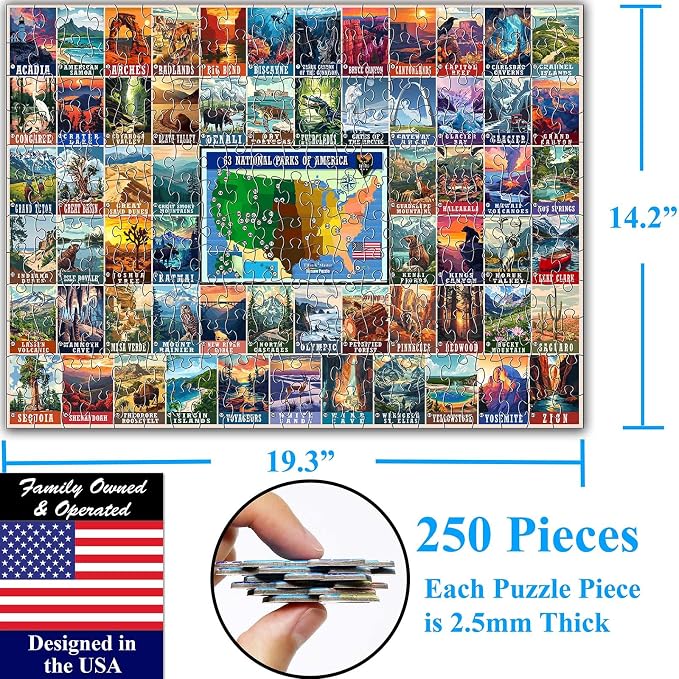 Think2Master Vintage USA National Park 250 Pieces Jigsaw Puzzle. Great for Adults and Seniors. 14.2” X 19.3” - Image 6
