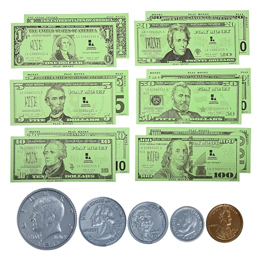 LEARNING ADVANTAGE Play Money Set, 100 Bills and 94 Coins by LEARNINGADVANTAGE