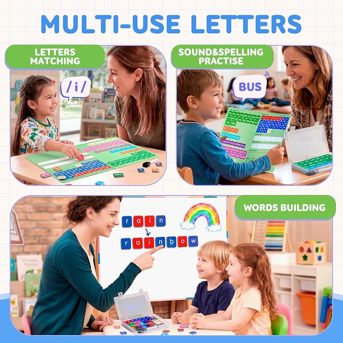 JoyCat 138PCS Magnetic Letter Tiles, ABC Letters, Phonics Word Building - Image 6