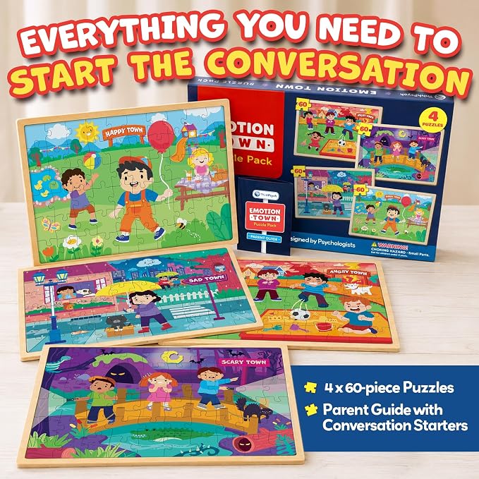 ThinkPsych Emotion Town Puzzle Pack (4 x 60 pcs, Wood Frame) - Image 7