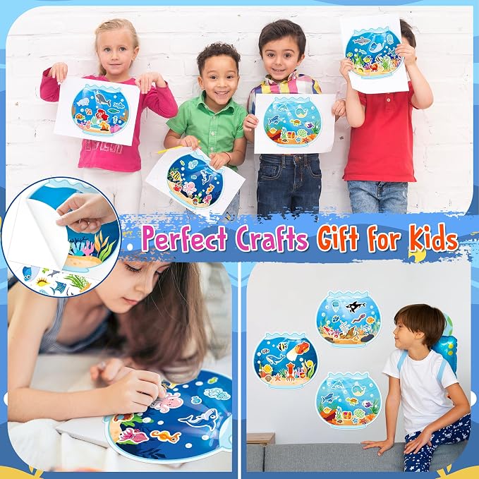 LINAYE 24 Sheets Ocean Stickers with Under The Sea Scenes, Make Your Own Sea Life Animal Fish Stickers, Ocean Summer Crafts Activities for Kids - Image 6