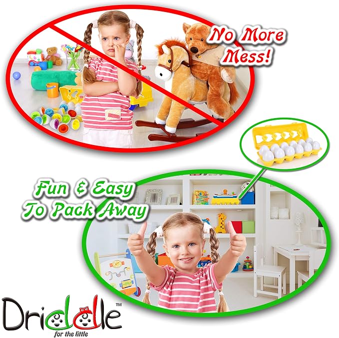 Driddle Color & Shapes Matching Egg Toy - Shape Sorting & Color Recognition Learning Toy for Toddlers - Preschool Game - Montessori Education - Easter Eggs - Image 6