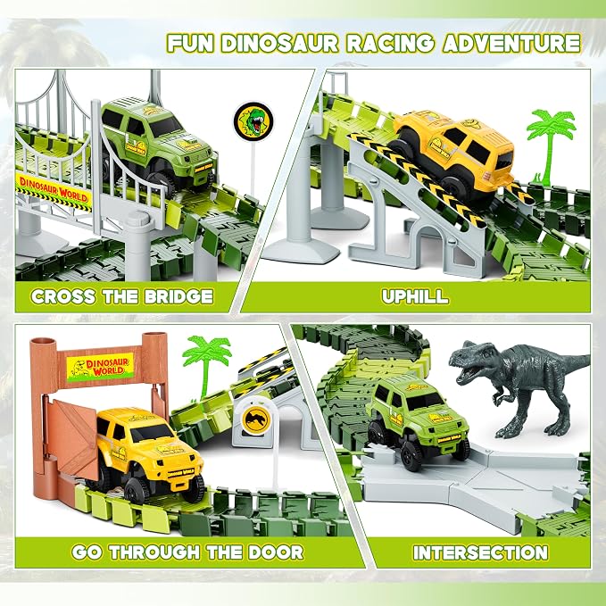 Dinosaur Tracks, 271 PCS Create A Dinosaur World Road Race Kids Boys Toys - Image 3