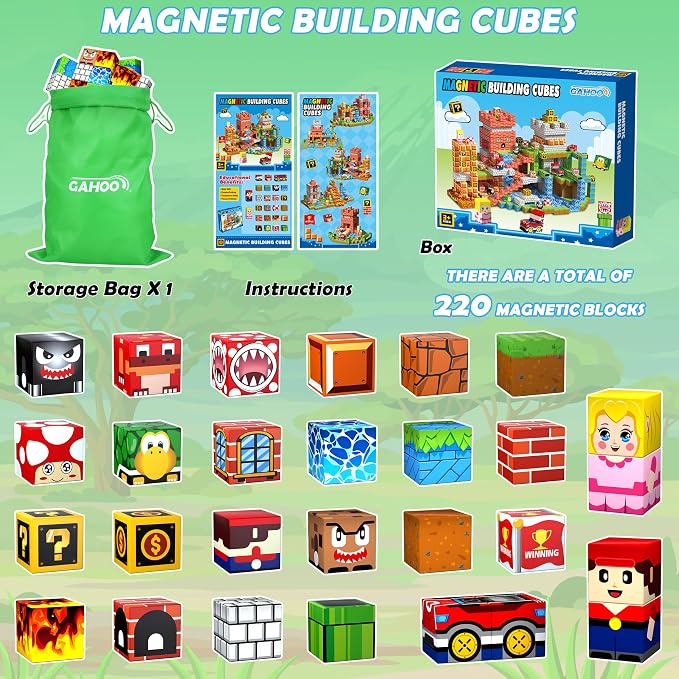 Magnetic Blocks, 220PCS Magnetic Building Blocks Tiles for Kids Aged 3-10 - Image 2