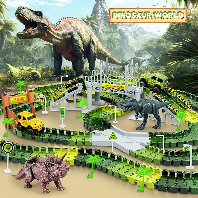 Dinosaur Tracks, 271 PCS Create A Dinosaur World Road Race Kids Boys Toys - Image 6