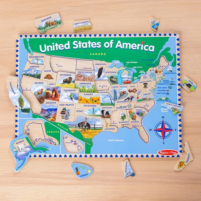 Melissa & Doug USA Map Wooden Puzzle (45 pcs) - Image 9