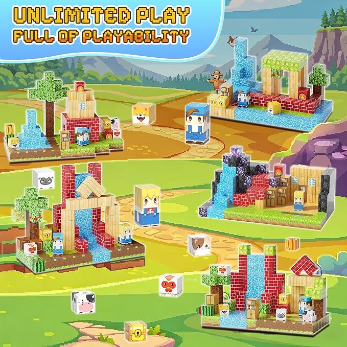 200PCS Magnetic Blocks, Magnetic Building Blocks, 0.63in Magnetic Building - Image 5
