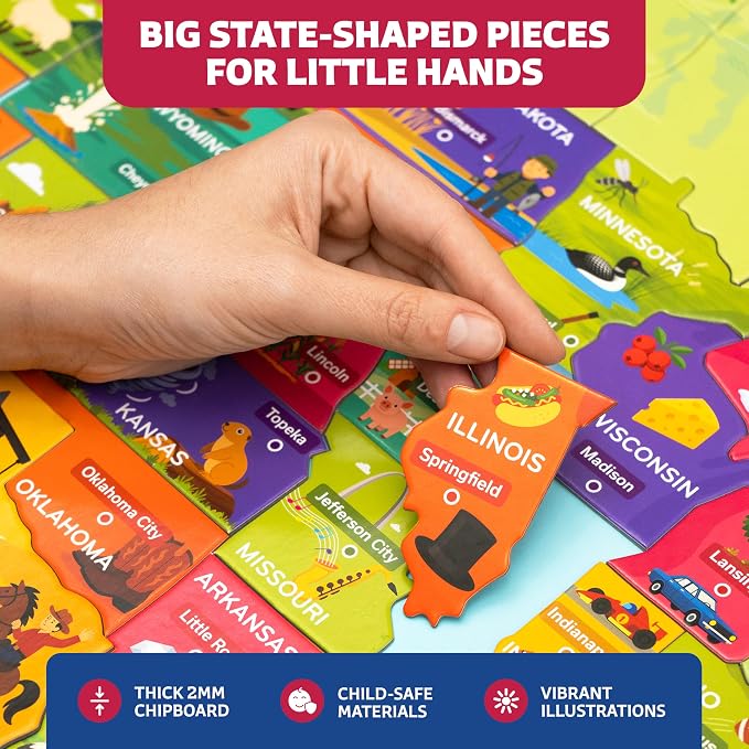 United States Puzzle for Kids with US Map, 50 States & Capitals of the USA - Image 3