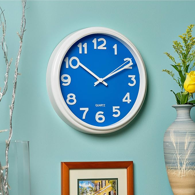 Bernhard Products Blue Wall Clock 12.5 Inch Silent Non-Ticking Modern Stylish Quartz Clocks for Home Kitchen Office Bedroom Boy's Room Nursery Kids School Classroom Battery Operated Easy to Read - Image 5