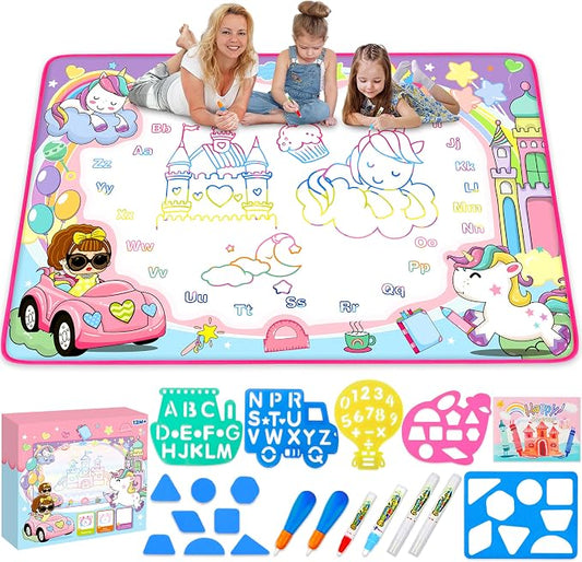 Magic Water Doodle Mat - Kids Painting Drawing Board, Gift Toy for Ages 2-9 by Toyk
