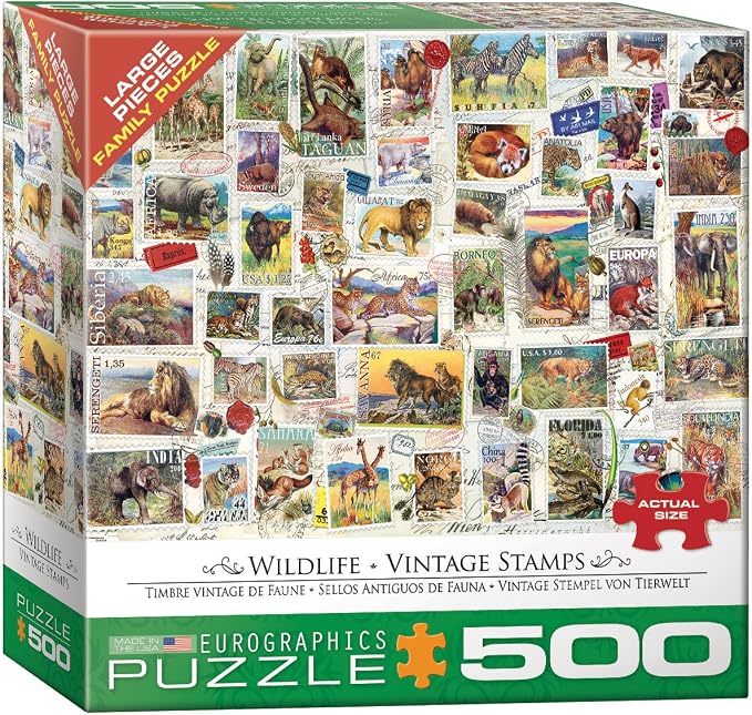 EuroGraphics (EURHR) Wildlife Vintage Stamps 500Piece Puzzle 500Piece Jigsaw Puzzle by EuroGraphics