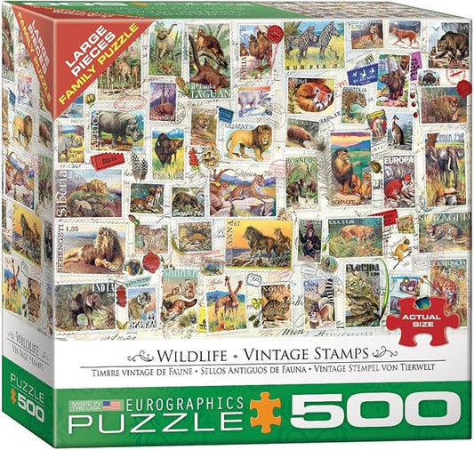 EuroGraphics (EURHR) Wildlife Vintage Stamps 500Piece Puzzle 500Piece Jigsaw Puzzle by EuroGraphics