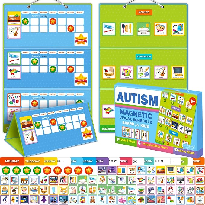 Visual Schedule for Kids with Autism - Reward Chore Chart for Multiple Kids by QUOKKA