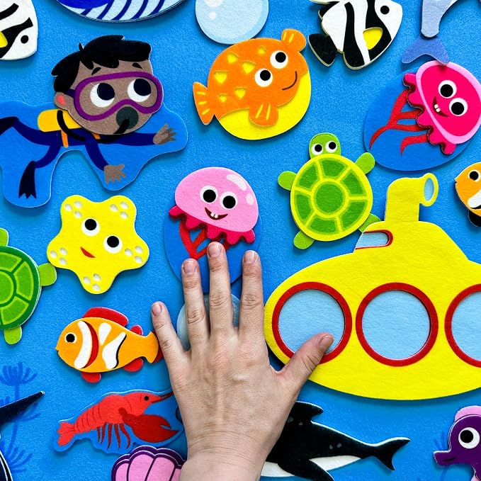 Quokka Ocean Felt Board for Toddlers 61 Pcs - Double-Thick Story Set - Image 7