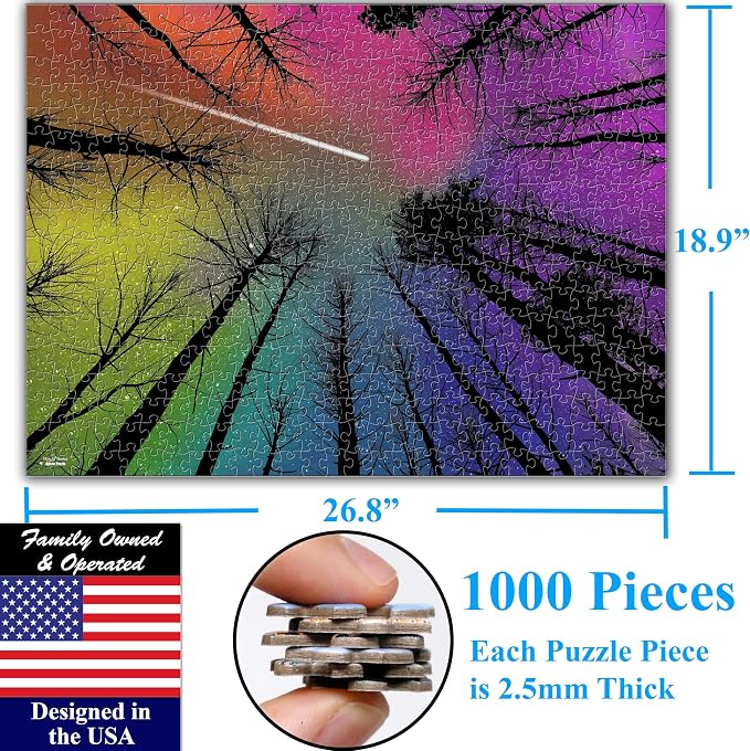 Think2Master Hard Impossible Challenging The Enchanted Forest 1000 Pieces Large Format Jigsaw Puzzle for 13+, Teens, Adults & Families. Beautiful Vibrant Gradient Artwork Size: 26.8” X 18.9” - Image 6
