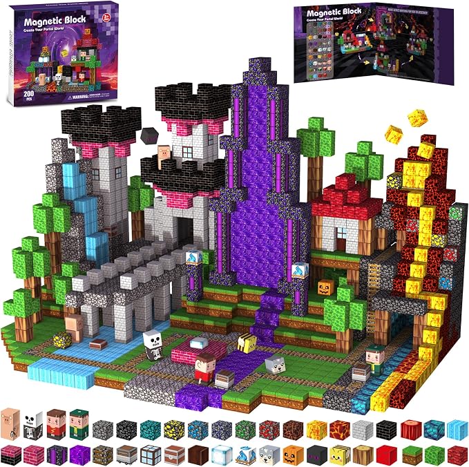 200pcs Magnetic Building Blocks Magnetic Cubes STEM Sensory Toy for Ages 3+ by GRYXPOX-BuildMagwonderWorlds