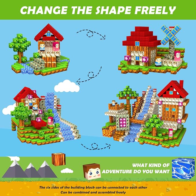 GaHoo 220PCS Magnetic Blocks, Forest Magnetic Building Cubes for Kids - Image 4