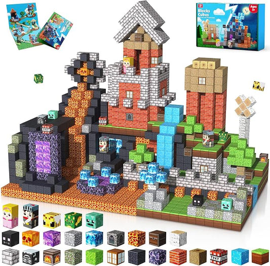 150PCS Magnetic Blocks - Magnet Building Blocks, Stacking Magents Cubes Toys Forest Dark Castle Set, STEM Montessori Sensory Toys for Kids Boys and Girls Ages 3 4 5 6 7 8 9 10+ Birthday Gifts by BuildCreateExplore