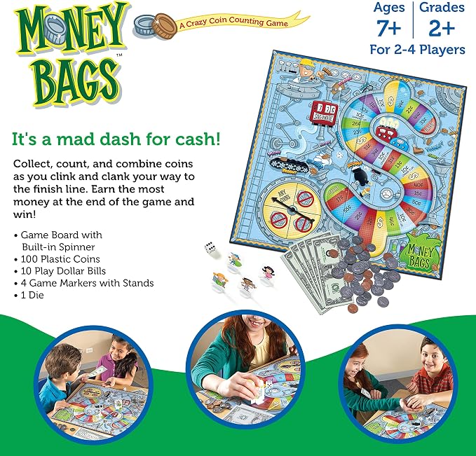 Learning Resources Money Bags Math Game - Classroom Math Games, Financial Literacy for Kids, Counting Board Game - Image 6