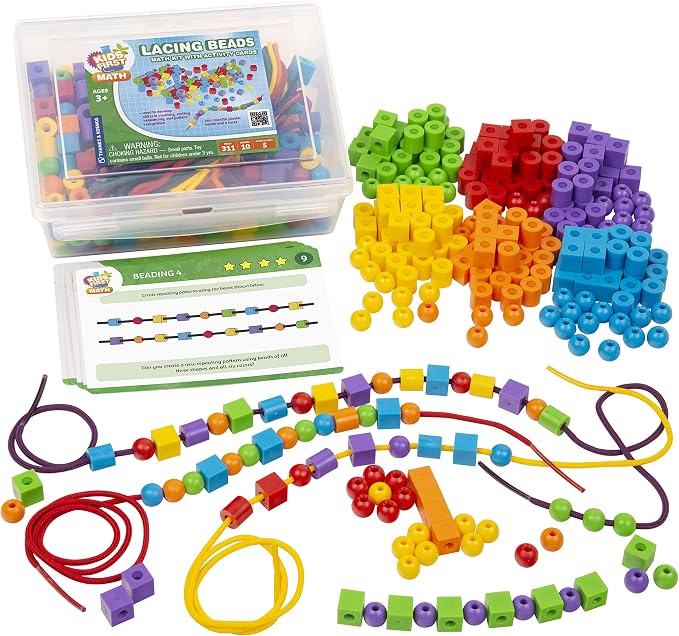 Kids First Math: Lacing Beads Math Kit w/Activity Cards | Develop Skills in Counting, Sorting, Sequencing, Pattern Recognition | Visual Hands-on Math for at-Home or Classroom Learning, Ages 3+ by Unknown