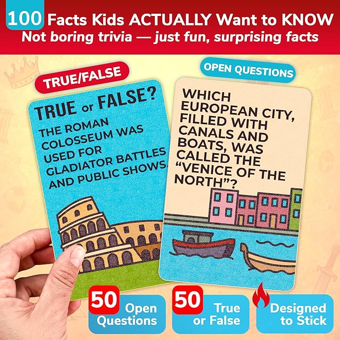 Trivia Games for Kids - History Facts and World History - Fun Card Game - Image 2