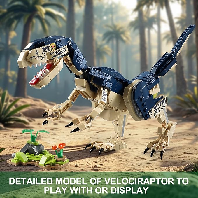 910-Piece Dinosaur Toy Building Sets, Build Mighty T.rex & Velociraptor, Dinos World Building Kit for Boys and Girls Ages 6+ Year Old, Gift Ideas for Christmas and Birthdays
