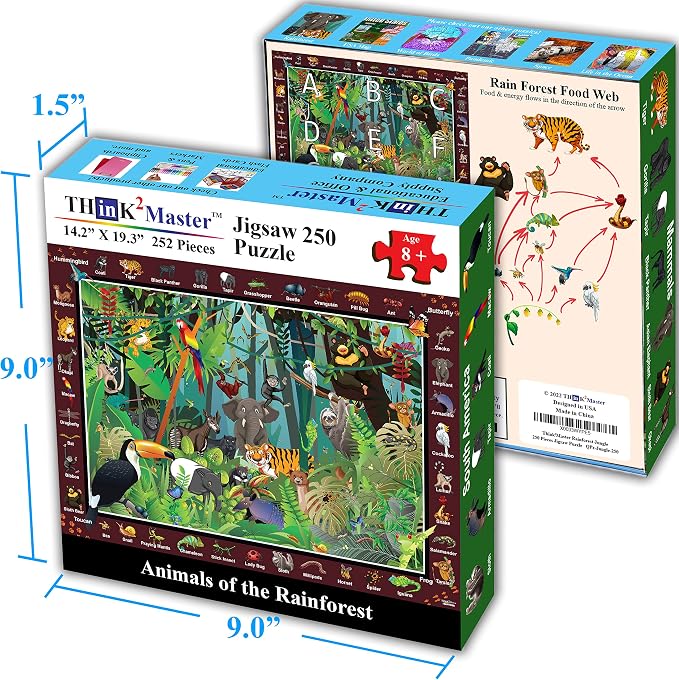Think2Master Rainforest Jungle Animal 250 Pieces Jigsaw Puzzle for Adults & Seniors. Great Gift with Larger Pieces 14.2” X 19.3” - Image 5