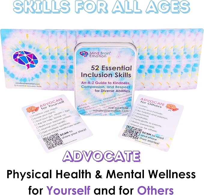 Mind Brain Emotion 52 Essential Inclusion Skills - A to Z Guide to Kindness, Compassion, Respect for Diversity and Disabilities - Educational Cards and Health Advocate to Teach Kids Empathy - Image 4