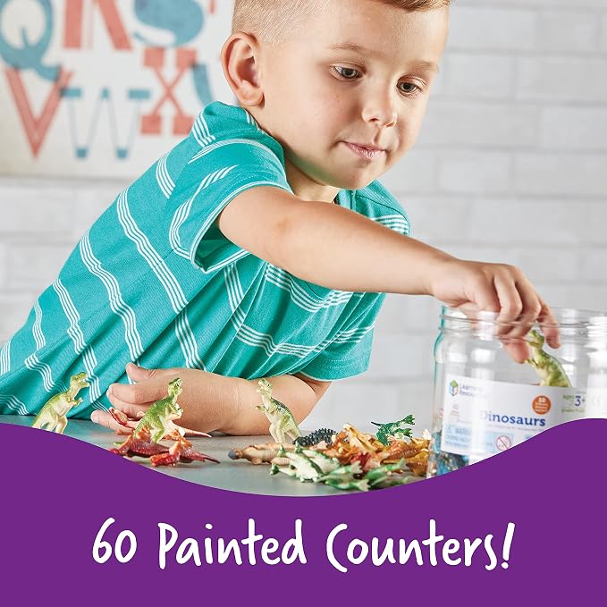 Learning Resources Dinosaur Counters - 60 Pieces, Ages 3+, Toddler Montessori Toys, Stacking Shape, Gifts For Boys And Girls, Sorting And Matching Skill Activities - Image 4