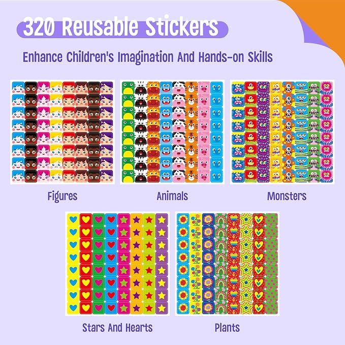 100 Math Linking Cubes, Math Cubes with 320 Reusable Stickers Manipulative Geometric Shapes Connecting and Counting Snap Blocks for Early Math & Construction, Educational Toy for Preschool, Homeschool - Image 2